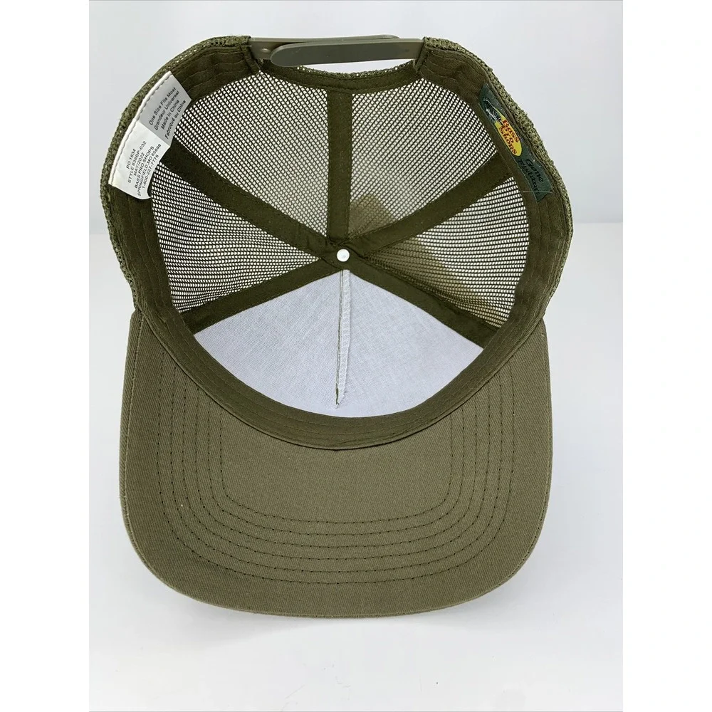 Bass Pro Shops Olive Hat Gone Fishing OSFM Adjustable Snapback Mesh Baseball Cap